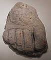 Sandalled foot from a Roman statue of a god or emperor, excavated from Calleva Atrebatum (Silchester).