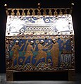 Reliquary casket of Saint Thomas Becket, depicting his murder. Gilt copper alloy, champlevé enamel and wood. Circa 1200, Limoges, France. AN2008.36.