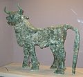 Copper figure of a bull from the Temple of Ninhursag, Tell al-'Ubaid, southern Iraq, around 2600 BC.