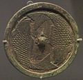 Bronze mirror with double fish design