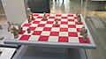 Lewis Chessmen on modern chess board