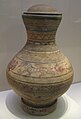 Painted pottery vessel (hu) with dragon and tiger design (Western Han)